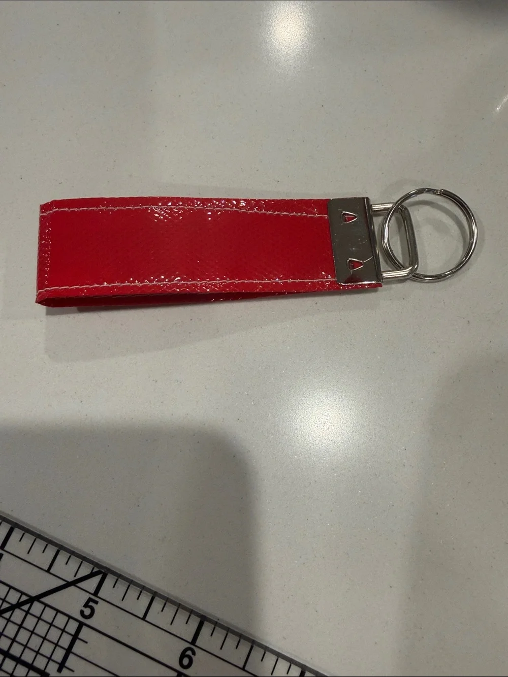 lululemon athletica handmade Red Key Fob Keychain (#3 red with silver)